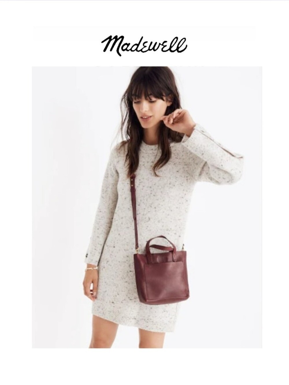 NWT {Madewell} Donegal Button Sweater Dress Snow White XS
